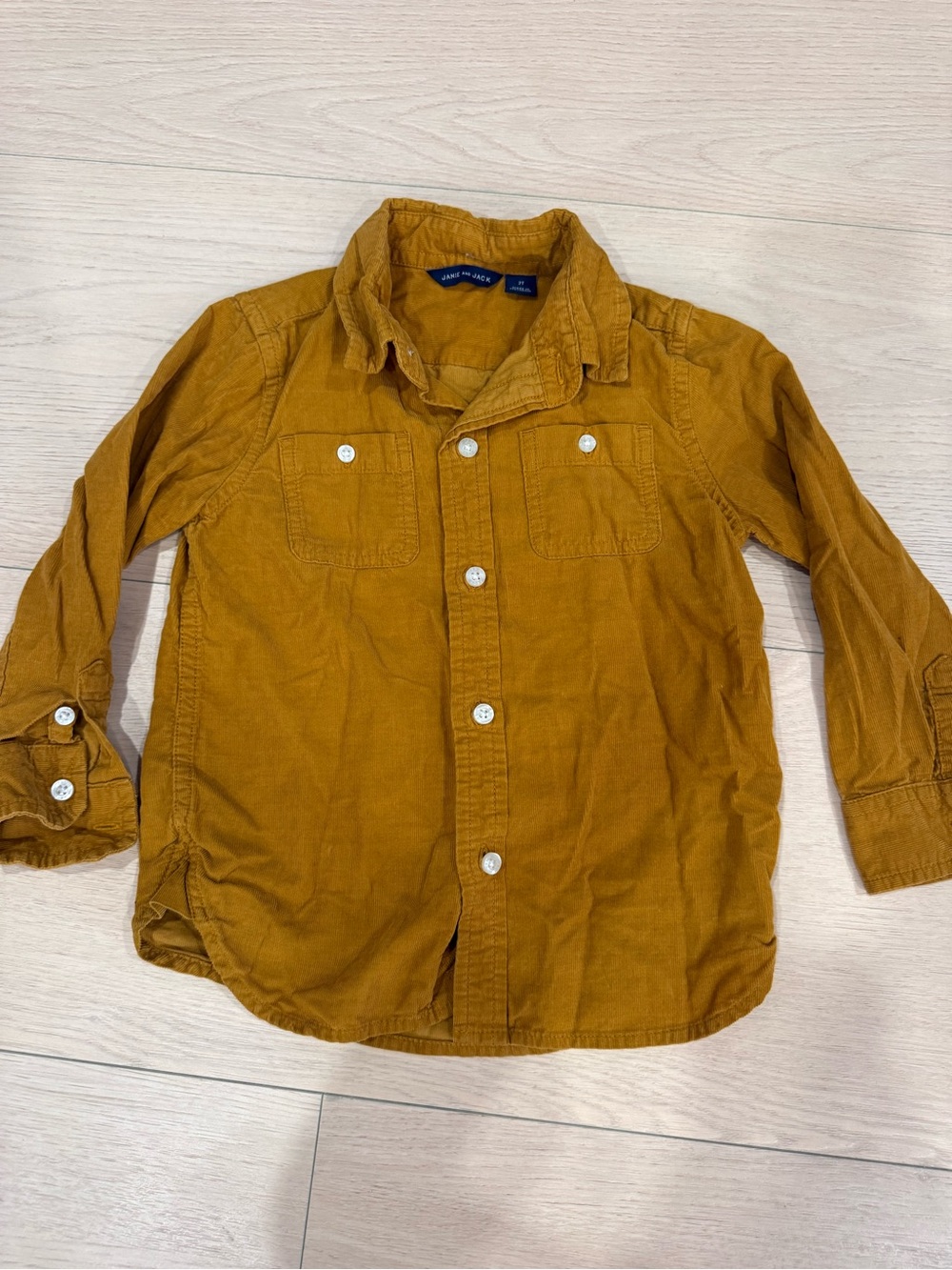 Janie and Jack Mustard Corduroy Button-Down Shirt | 2T